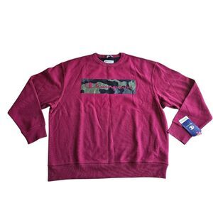 Champion mens XL red maroon camo scrip logo pullover sweater